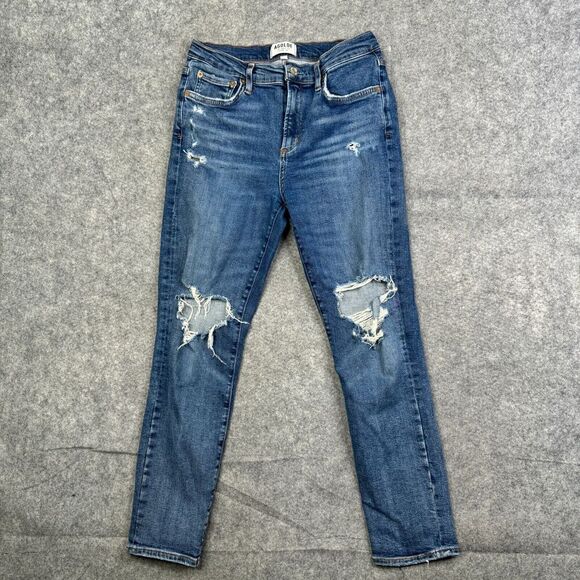 AGOLDE Sophie Distressed High Rise Skinny Crop Jeans A018-843 Size 28 - Picture 1 of 12